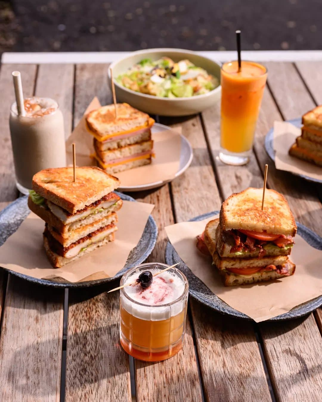 Toasties and smoothies on the terrace